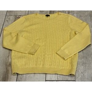 VTG Talbots Cable Knit Crewneck Sweater Womens XL Button Detail Preppy Old Money